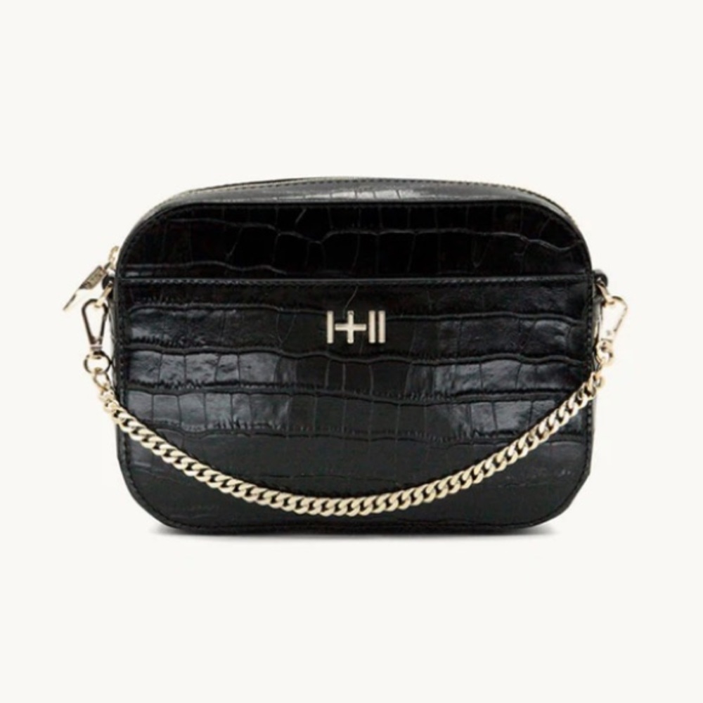 THE MINI RODRIGUEZ CROC-EFFECT BAG LIGHT GOLD